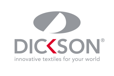 Logo de Dickson, avec un design moderne et le slogan "textiles innovants pour votre monde".