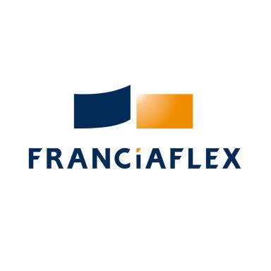 Logo de Franciaflex avec un fond bleu et une partie orange.